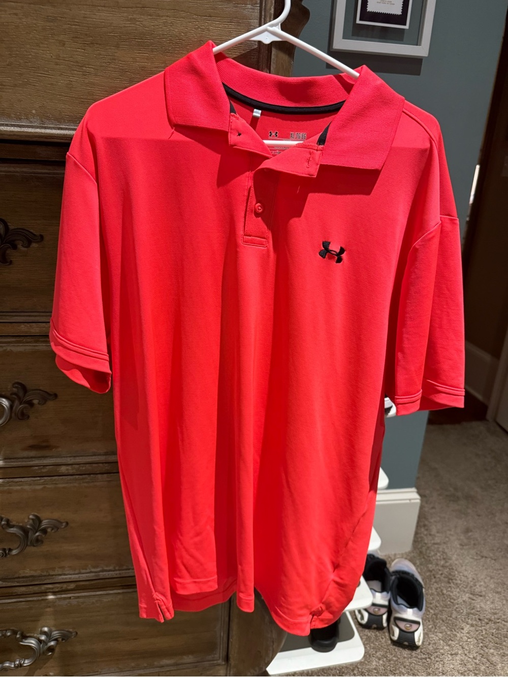 Under Armour Men’s Bright Red Polo Shirt with Black Logo